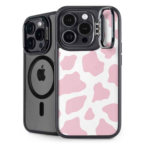 Pink Cow Print iPhone 15 Pro Kickstand Case